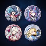 鳴潮 琉光彩影シリーズのカルロッタ、フィービー、ブラント、ロココを収録したグリッター缶バッジ