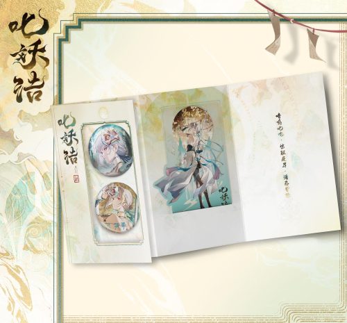 鳴潮 共鳴者衣装シリーズ 退魔祈祷テーマのグリッター缶バッジと高級パッケージ入りコレクションセット